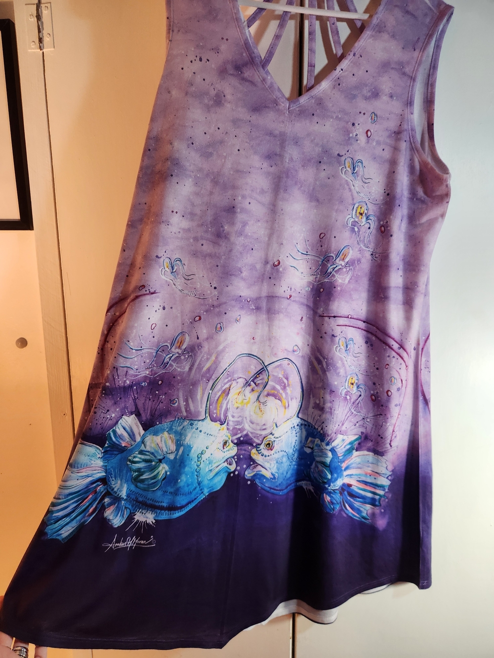 Amber Moran Angler Fish Art Dress L
